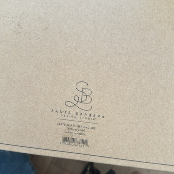 Santa Barbara Design Studio Slate Board Serving Set. Item #F2B40 Heart ShapedNIB - Picture 6 of 7